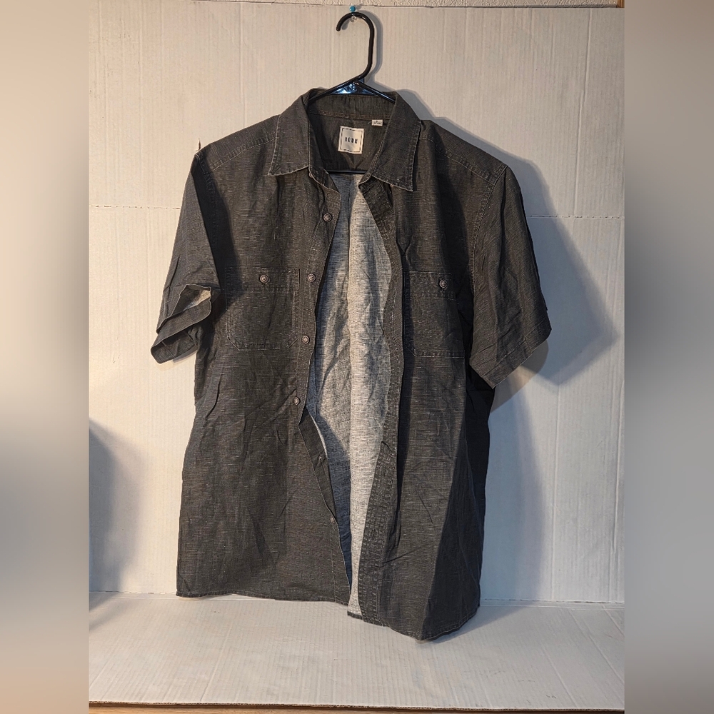 ROWM Men's Charcoal Short Sleeve Shirt Jacket Size Large